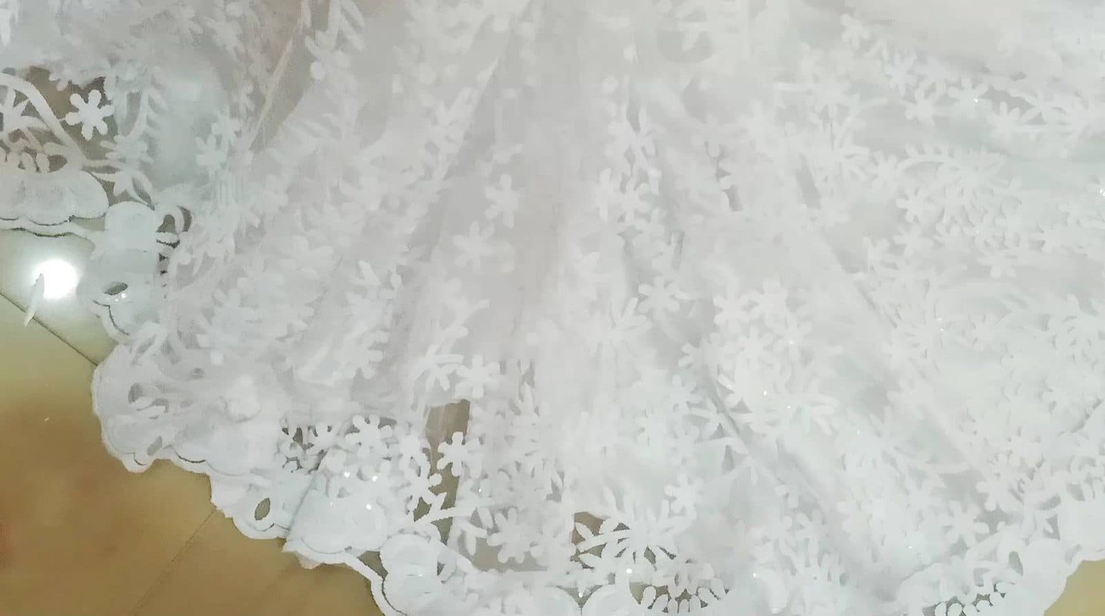 Close-up of white bridal lace